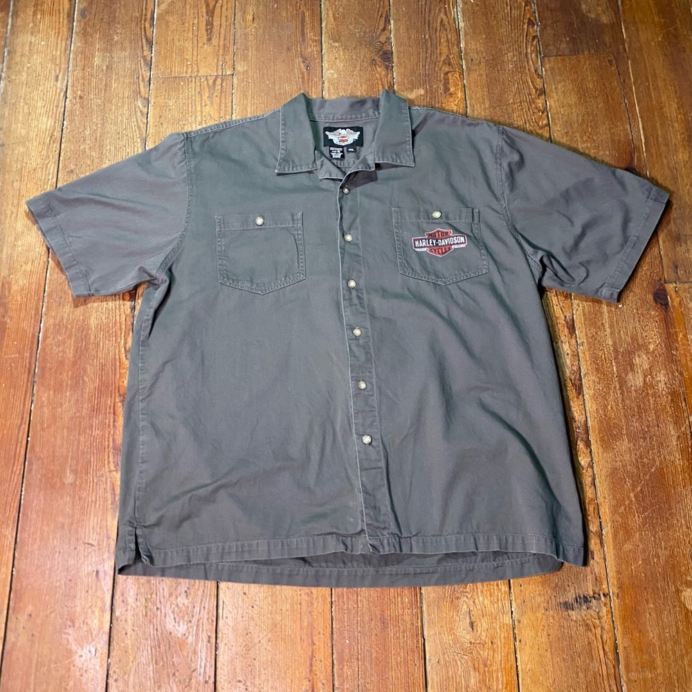 Harley-Davidson Genuine Motor Oil Button Up Shirt XXL Gray 2010